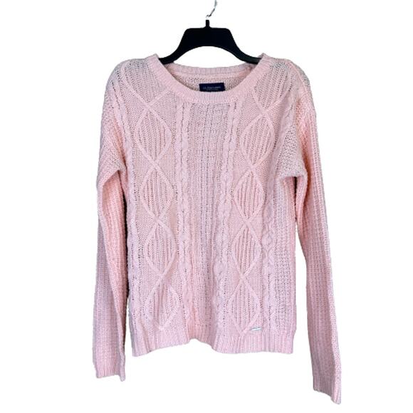 U.S. Polo Assn. Sweaters - U.S. Polo Assn. Women's Chunky Cable Knit‎ Pink Sweater Size Medium